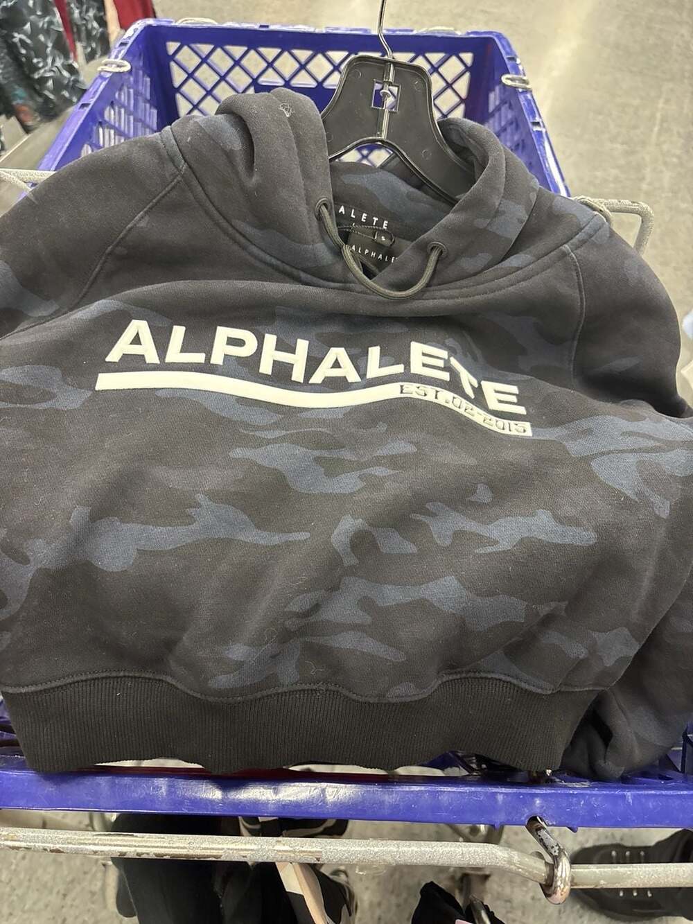 Alphalete Black Blue Camo Cropped Pullover Hoodie